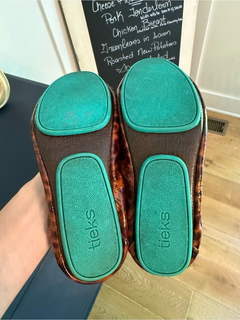Tieks Tortoiseshell Ballet Flat with Teal Sole - Picture 7 of 8